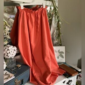 Coral Linen-Cotton Maxi Skirt